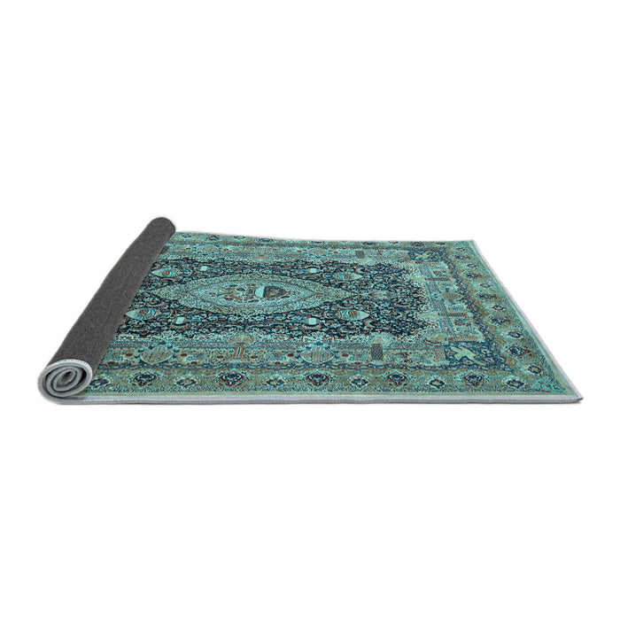 Sideview of Medallion Light Blue Traditional Rug, tr1084lblu