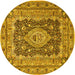 Round Medallion Yellow Traditional Rug, tr1084yw