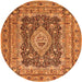 Square Medallion Orange Traditional Rug, tr1084org