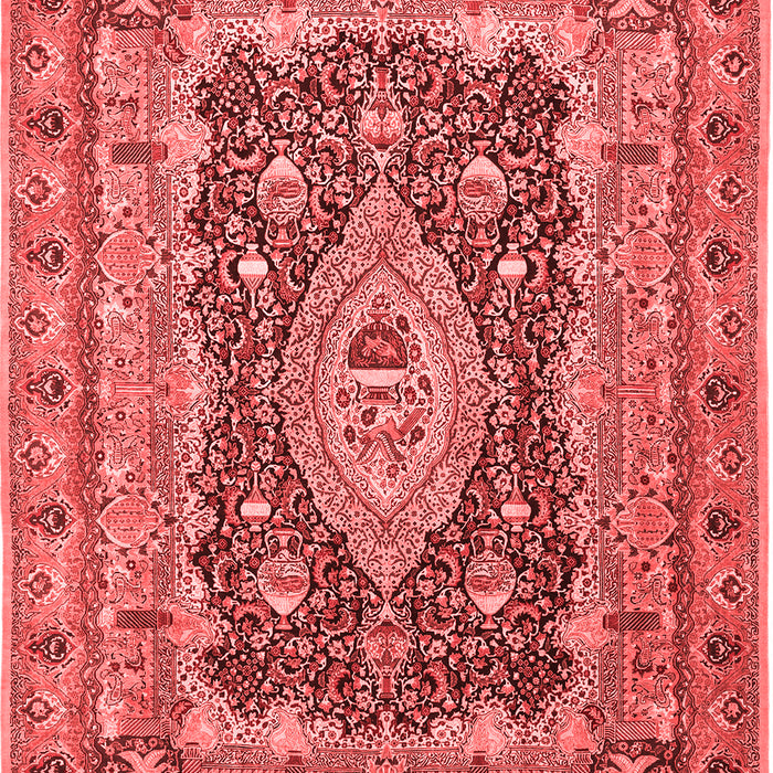 Machine Washable Medallion Red Traditional Rug, wshtr1084red