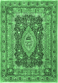 Medallion Emerald Green Traditional Rug, tr1084emgrn