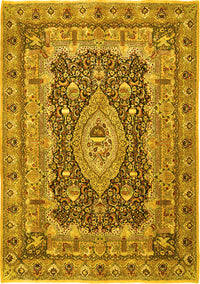 Medallion Yellow Traditional Rug, tr1084yw