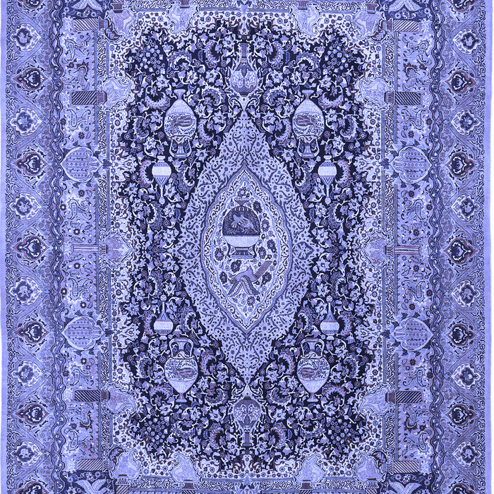 Machine Washable Medallion Blue Traditional Rug, wshtr1084blu