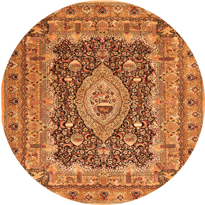 Machine Washable Medallion Orange Traditional Area Rugs, wshtr1084org