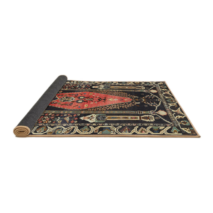 Sideview of Traditional Bakers Brown Medallion Rug, tr1085