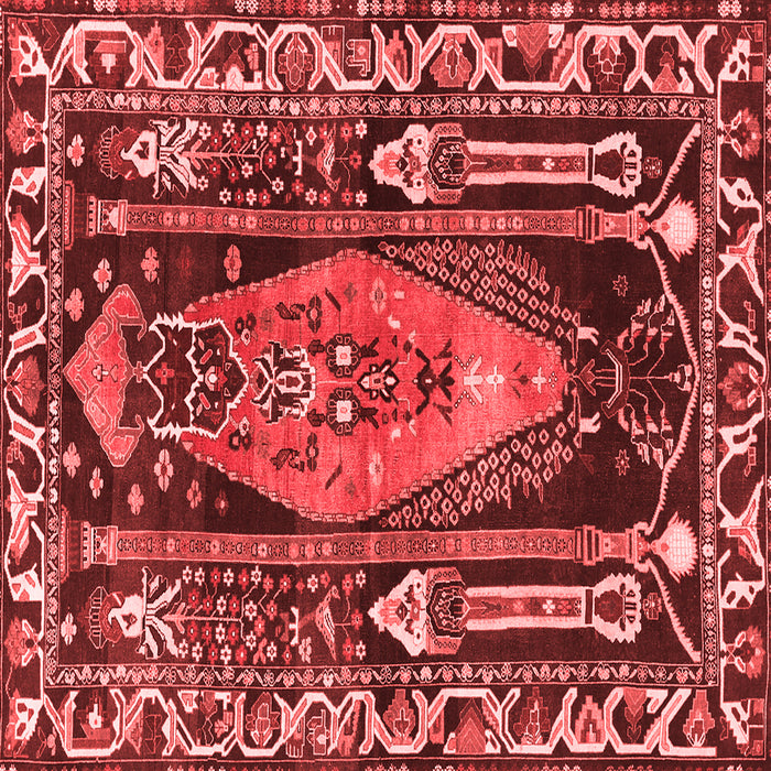 Machine Washable Medallion Red Traditional Rug, wshtr1085red