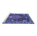 Sideview of Machine Washable Medallion Blue Traditional Rug, wshtr1085blu