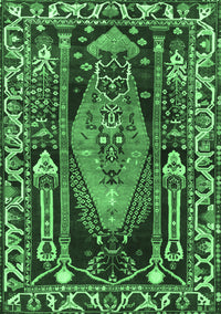 Medallion Emerald Green Traditional Rug, tr1085emgrn