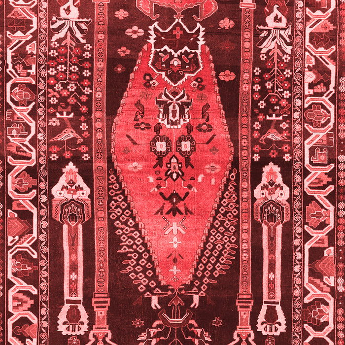Machine Washable Medallion Red Traditional Rug, wshtr1085red