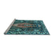 Sideview of Machine Washable Medallion Light Blue Traditional Rug, wshtr1085lblu