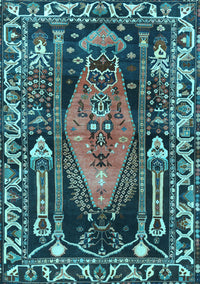 Medallion Light Blue Traditional Rug, tr1085lblu