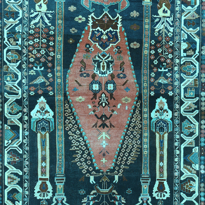 Medallion Light Blue Traditional Rug, tr1085lblu