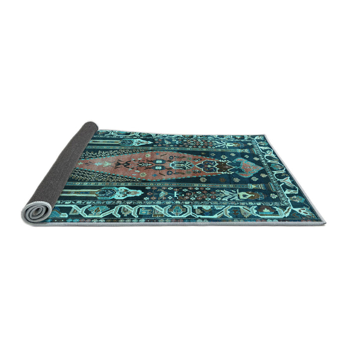 Sideview of Medallion Light Blue Traditional Rug, tr1085lblu