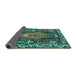 Sideview of Medallion Turquoise Traditional Rug, tr1085turq