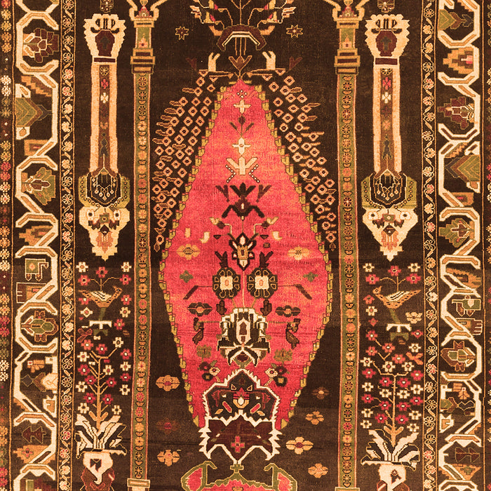 Serging Thickness of Machine Washable Medallion Orange Traditional Area Rugs, wshtr1085org