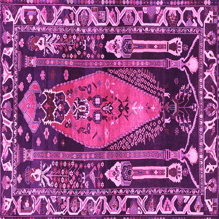 Square Machine Washable Medallion Pink Traditional Rug, wshtr1085pnk