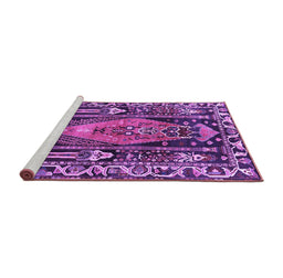 Sideview of Machine Washable Medallion Purple Traditional Area Rugs, wshtr1085pur