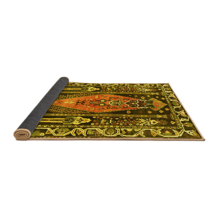 Sideview of Medallion Yellow Traditional Rug, tr1085yw