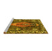 Sideview of Machine Washable Medallion Yellow Traditional Rug, wshtr1085yw