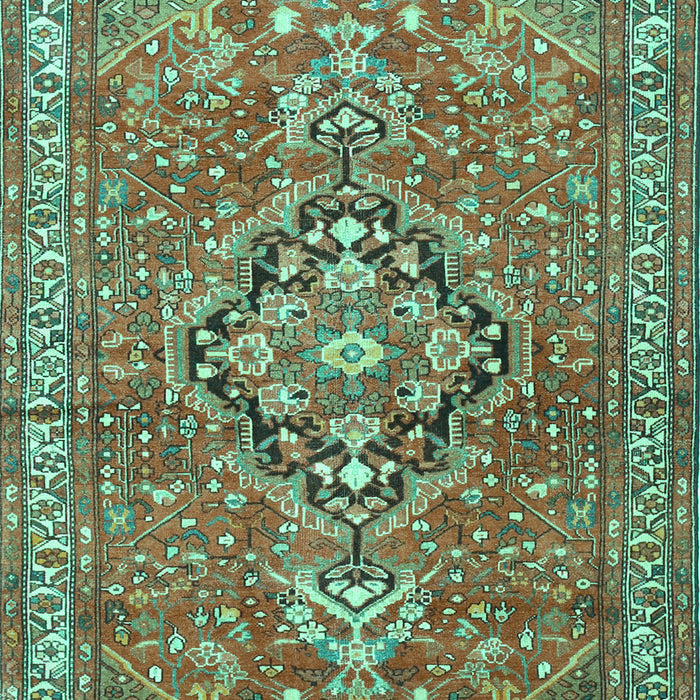 Machine Washable Persian Turquoise Traditional Area Rugs, wshtr1086turq