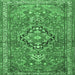 Square Machine Washable Persian Emerald Green Traditional Area Rugs, wshtr1086emgrn