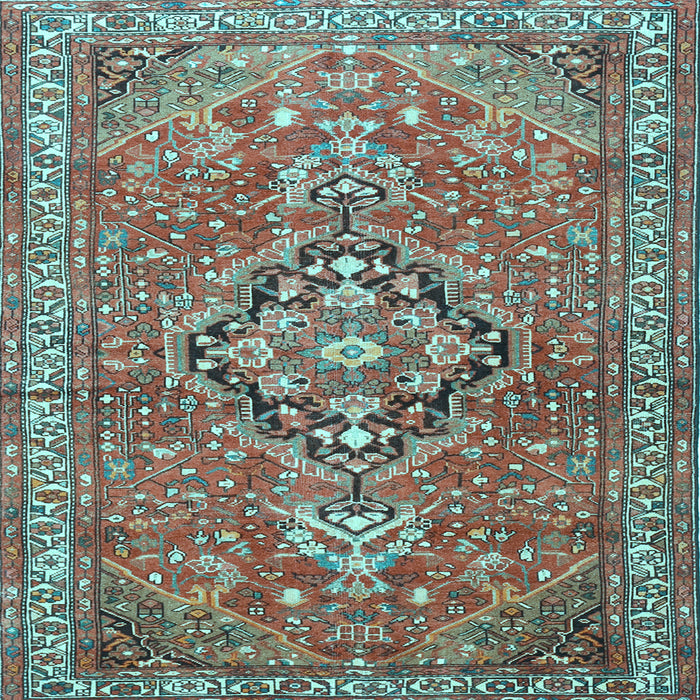 Square Machine Washable Persian Light Blue Traditional Rug, wshtr1086lblu