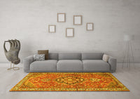 Machine Washable Persian Yellow Traditional Rug, wshtr1086yw