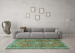 Machine Washable Persian Turquoise Traditional Area Rugs in a Living Room,, wshtr1086turq