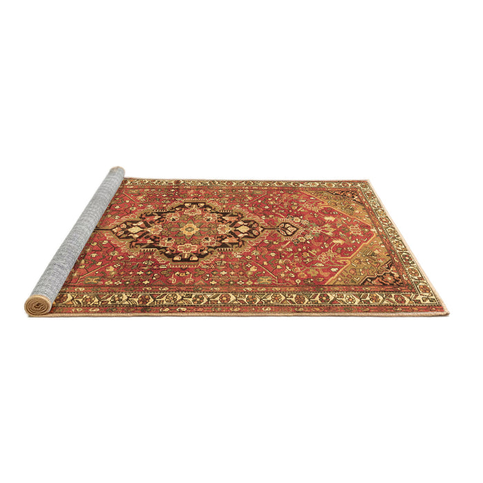 Sideview of Machine Washable Persian Brown Traditional Rug, wshtr1086brn