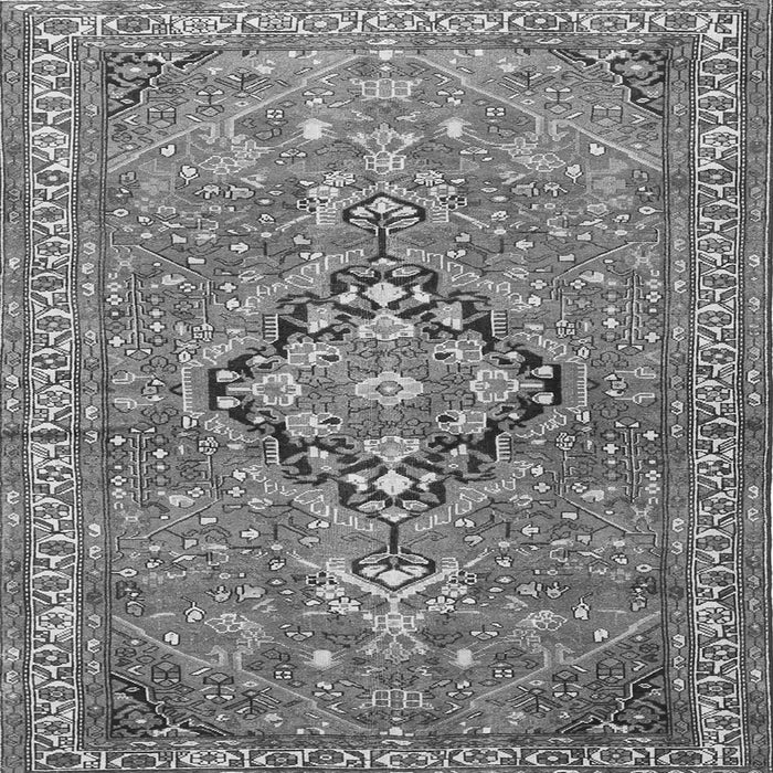 Round Machine Washable Persian Gray Traditional Rug, wshtr1086gry
