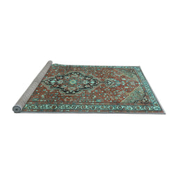 Sideview of Machine Washable Persian Light Blue Traditional Rug, wshtr1086lblu