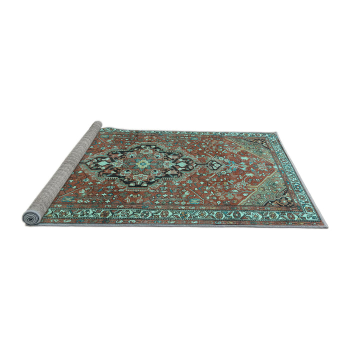 Sideview of Machine Washable Persian Light Blue Traditional Rug, wshtr1086lblu