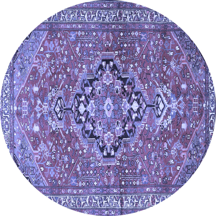Round Machine Washable Persian Blue Traditional Rug, wshtr1086blu