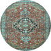 Round Persian Light Blue Traditional Rug, tr1086lblu
