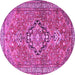 Round Machine Washable Persian Purple Traditional Area Rugs, wshtr1086pur