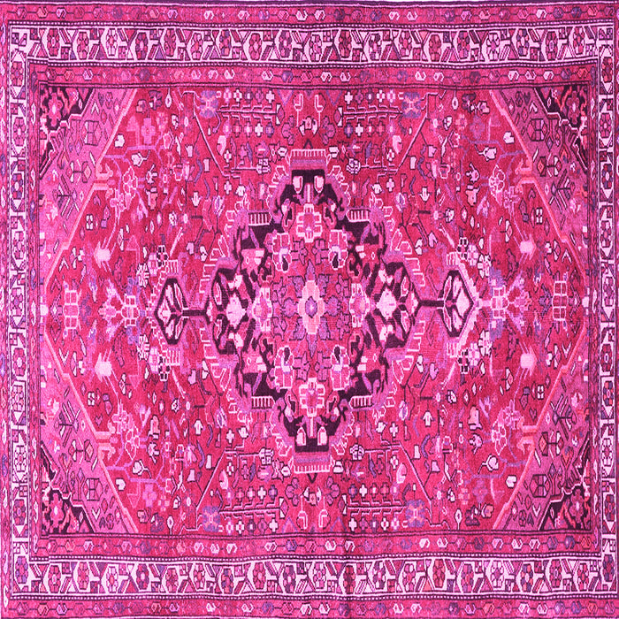 Square Machine Washable Persian Pink Traditional Rug, wshtr1086pnk