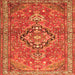 Round Machine Washable Persian Orange Traditional Area Rugs, wshtr1086org