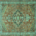 Square Machine Washable Persian Turquoise Traditional Area Rugs, wshtr1086turq