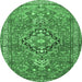 Round Persian Emerald Green Traditional Rug, tr1086emgrn