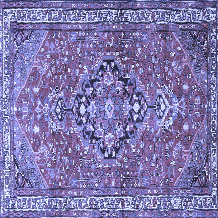 Square Machine Washable Persian Blue Traditional Rug, wshtr1086blu
