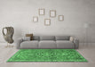 Machine Washable Persian Emerald Green Traditional Area Rugs in a Living Room,, wshtr1086emgrn