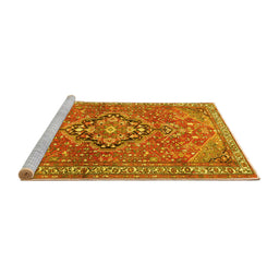 Sideview of Machine Washable Persian Yellow Traditional Rug, wshtr1086yw