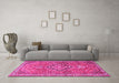 Machine Washable Persian Pink Traditional Rug in a Living Room, wshtr1086pnk