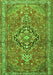 Serging Thickness of Machine Washable Persian Green Traditional Area Rugs, wshtr1086grn