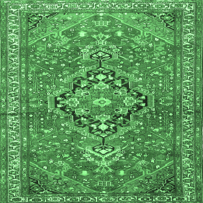 Square Persian Emerald Green Traditional Rug, tr1086emgrn