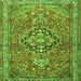 Round Machine Washable Persian Green Traditional Area Rugs, wshtr1086grn