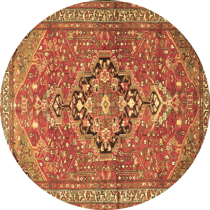 Round Machine Washable Persian Brown Traditional Rug, wshtr1086brn