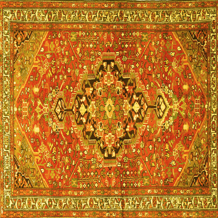 Square Machine Washable Persian Yellow Traditional Rug, wshtr1086yw