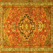 Square Machine Washable Persian Yellow Traditional Rug, wshtr1086yw