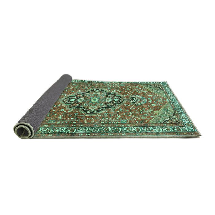 Sideview of Persian Turquoise Traditional Rug, tr1086turq
